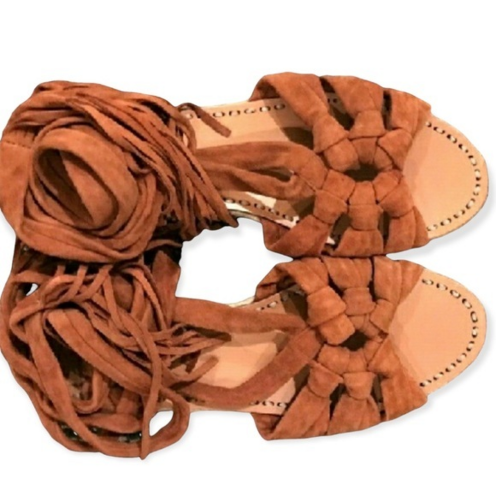 Sigerson Morrison “Cosie” Suede‎ Tassels Espadrille Sandals